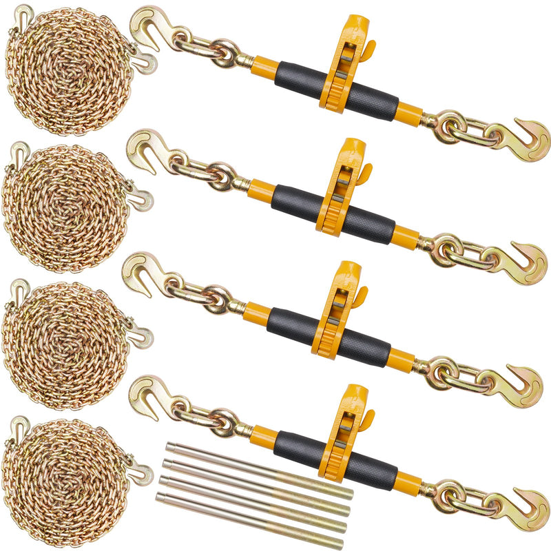 VEVOR Ratchet Chain Binder 3/8"-1/2" Load Binders 12000 lbs w/ G80 Chains 4 Pcs