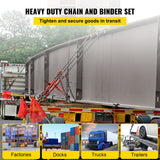 VEVOR Chain Load Binder, 8 mm Tie Down Kit with 3 Ton Working Load Capacity and Two Grab Hooks, Includes (4) Ratchet Binders - (4) 6.4 m Grade 80 Chains, Transport Load Package for Hauling, Towing